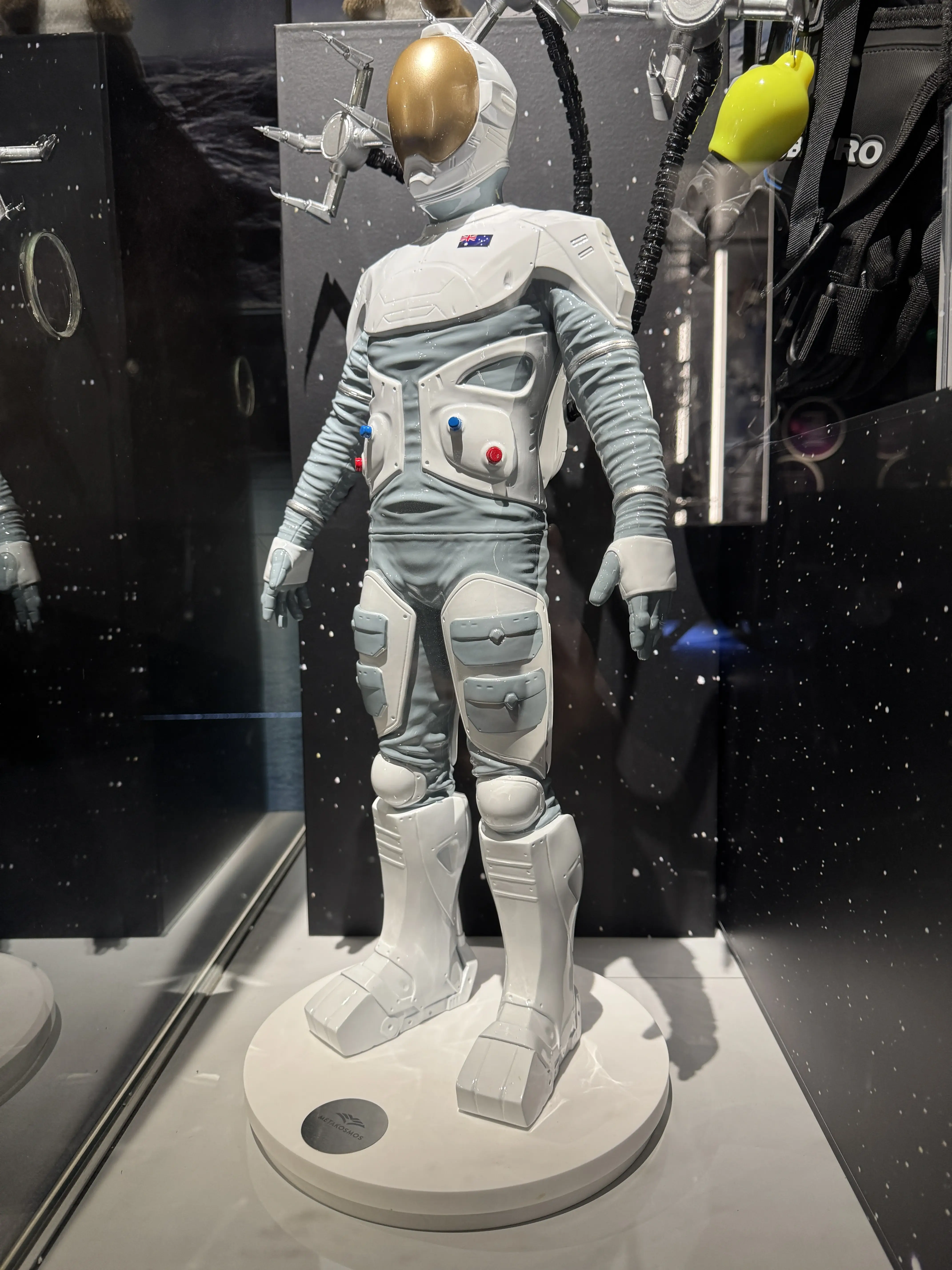 Metakosmos Kosmosuit replica on display at the Australian Space Discovery Centre in Adelaide