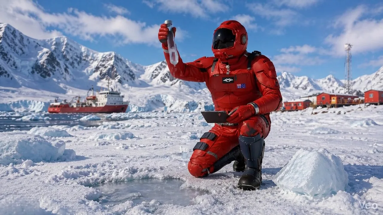 Polar researcher in extreme cold weather conditions