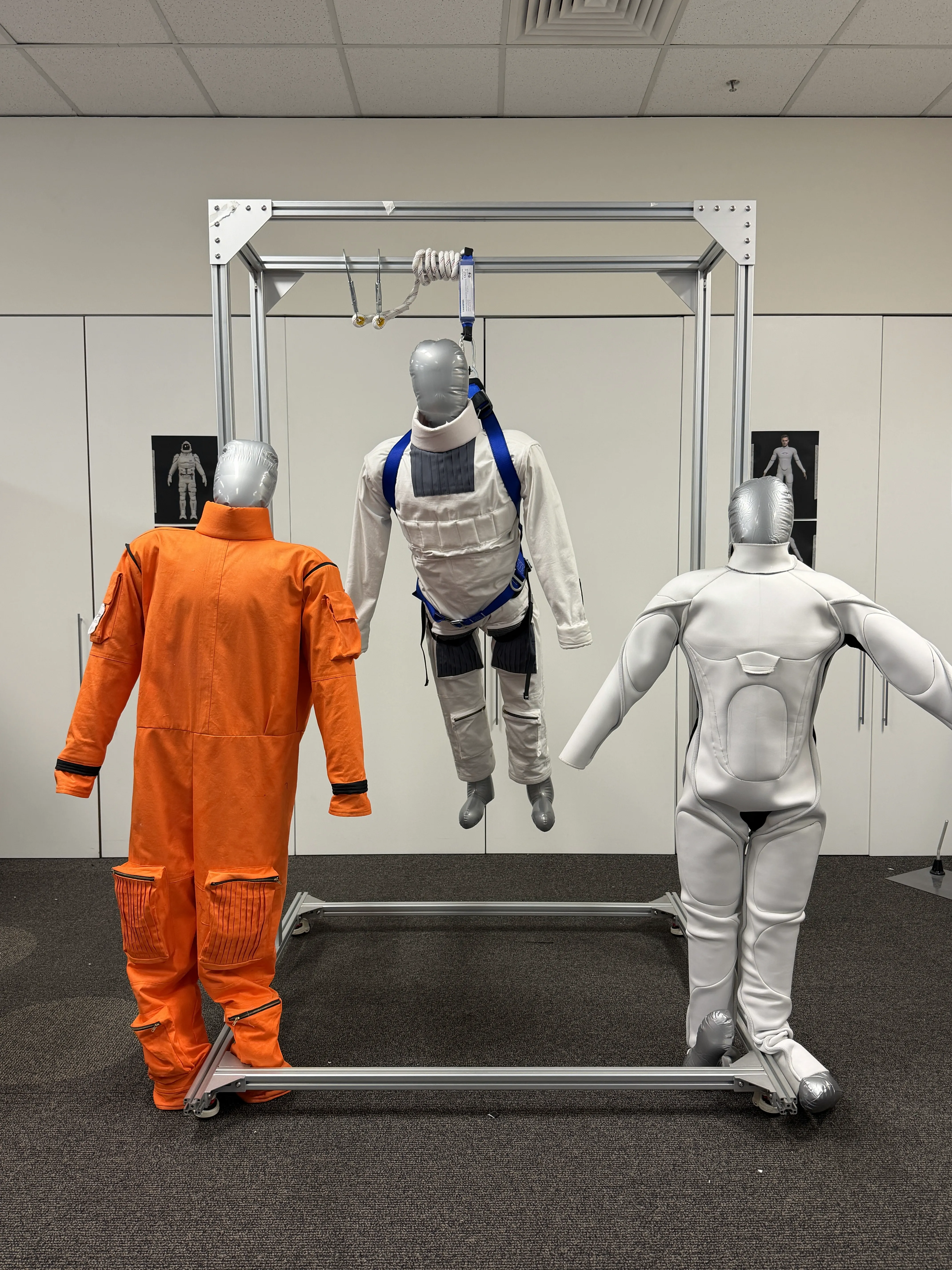 SUITRIX rig front view configured for a surrogate campaign, showing mounting frame and suit interface